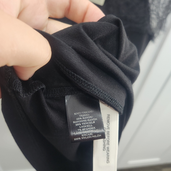 Ann Taylor Black Lace Yoke Tee XS - Picture 4 of 5